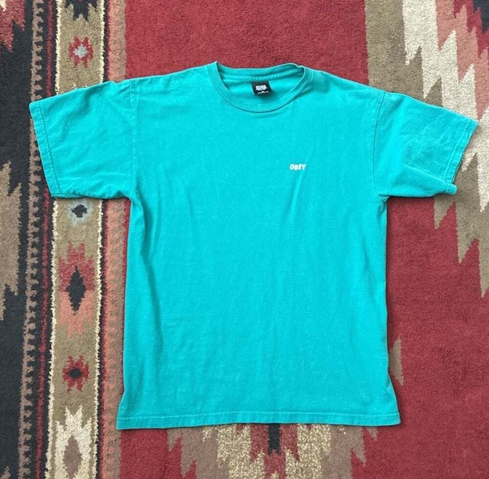 Obey 'Quality Dissent' Graphic Short Sleeve T-Shirt in Teal